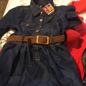 Kids blue jean long sleeve dress